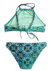 Chance Loves Green Teal Girls 2 PIECE Swimsuit with Halter Top - 14 ...