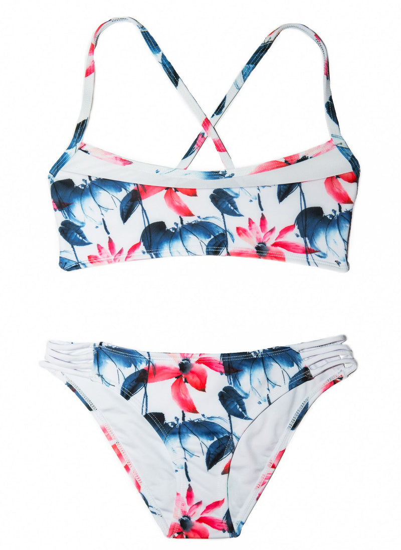 Chance Loves | Tween and Teen Red Blue 2 Piece Bikini Swimsuit Set