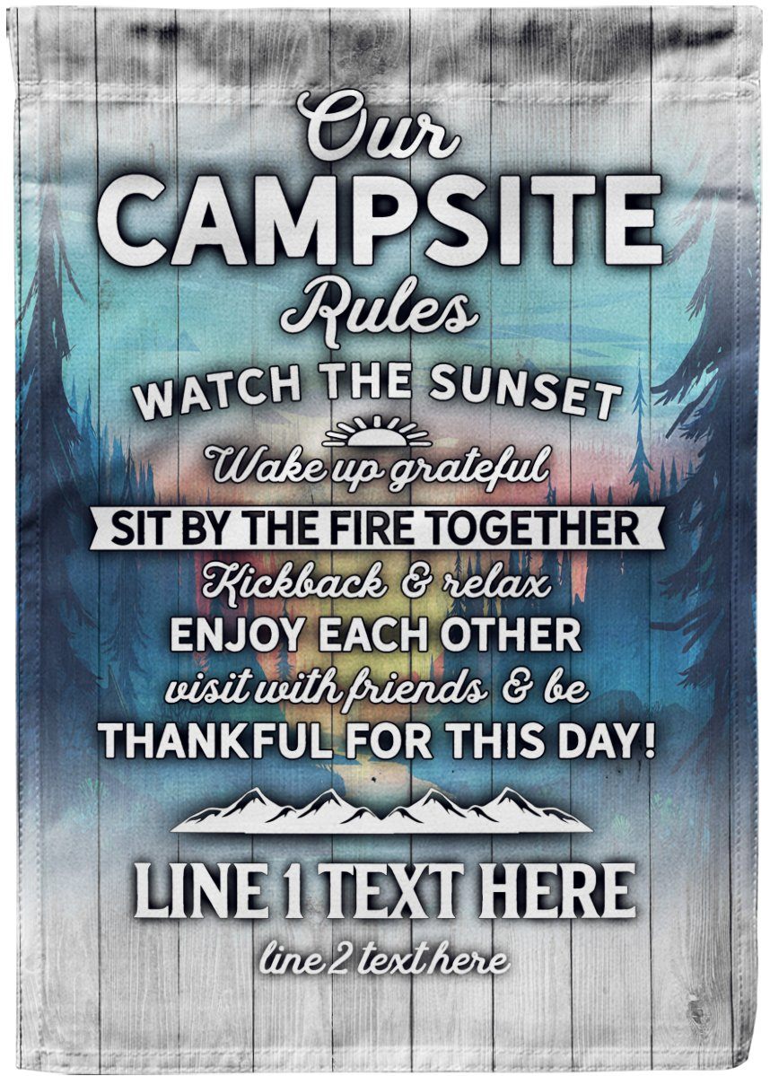 Download ⛺ Our Campsite Rules Customized Flag - madefreshtees