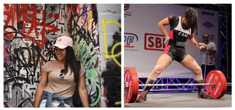 Femme Powerlifter se préparant à soulever