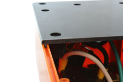 A specialized channel along the perimeter of the PDU Outlet Box seal out water and debris.