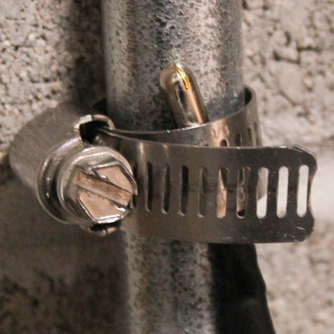 (4) Ground Pin Clamped Using Hose Clamp. 