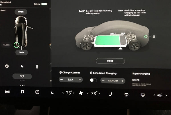 Tesla Display increase or decrease charge current amperage