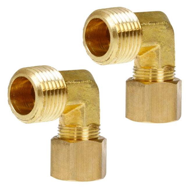 3/8 OD Tube to Tube 90 Degree Brass Compression Union Elbow, 65-6