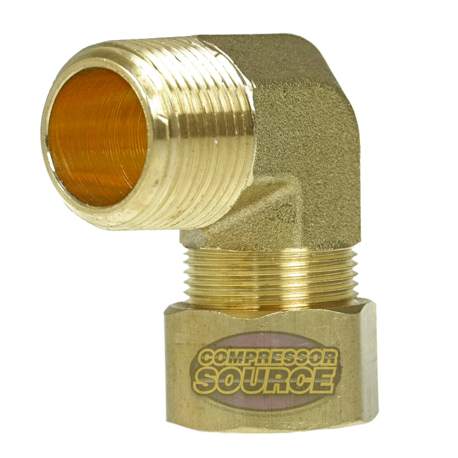1/2 x 1/2 Compression x Male NPTF 90 Degree Forged Elbow Solid Brass –  compressor-source