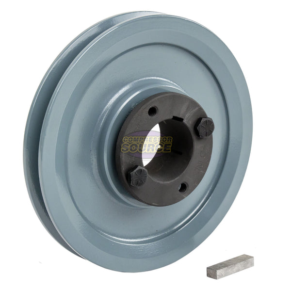 2 Piece BK52H Cast Iron 5" Single Groove Belt B Section 5L Pulley With 1-3/8 Sheave Bushing