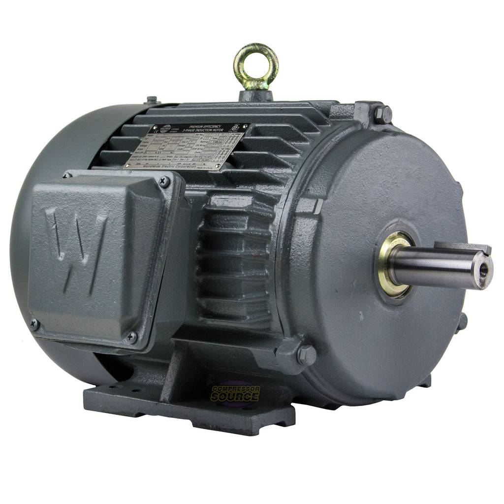5 HP 3 Phase Electric Motor 3600 RPM 184T Frame TEFC 230/460 Volt Seve