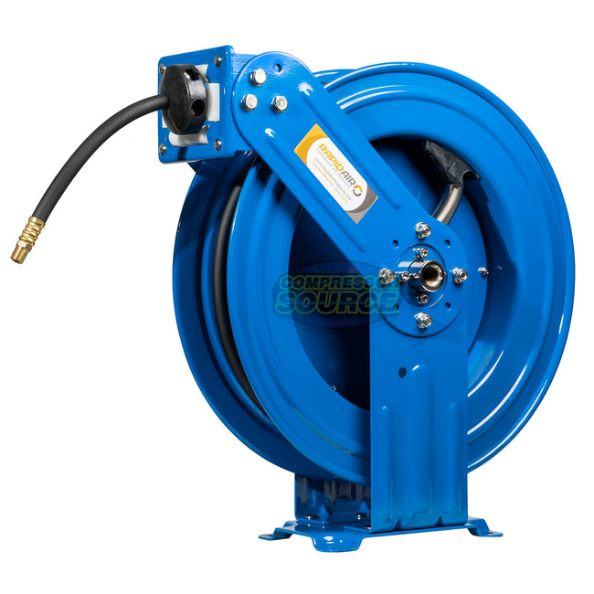 Rapidair 3/8 x 75' Dual Arm Steel Hose Reel 1/2 Inlet 1/4