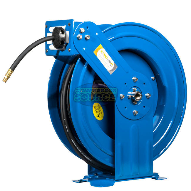 Rapidair 3/8 x 50' Dual Arm Steel Hose Reel 1/2 Inlet 1/4 Outlet R- –  compressor-source