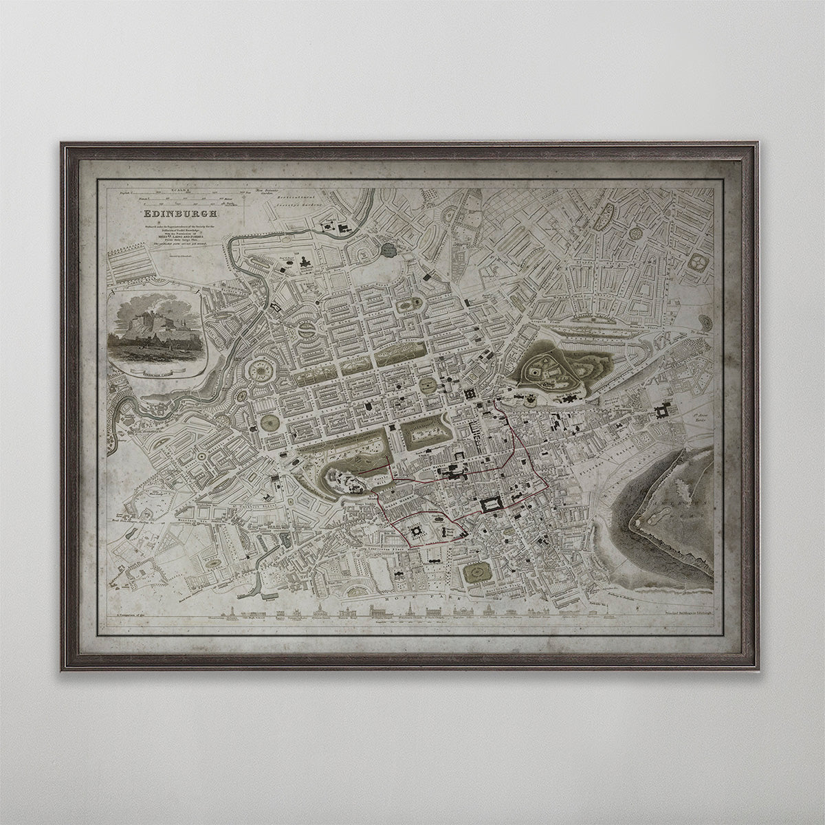 Edinburgh Map, Vintage Map of Edinburgh, Scottish Home Decor, 19th Century
