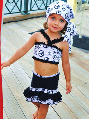 Peace Love And Rock N Roll With Swim Cap Le Bebe Chic Boutique