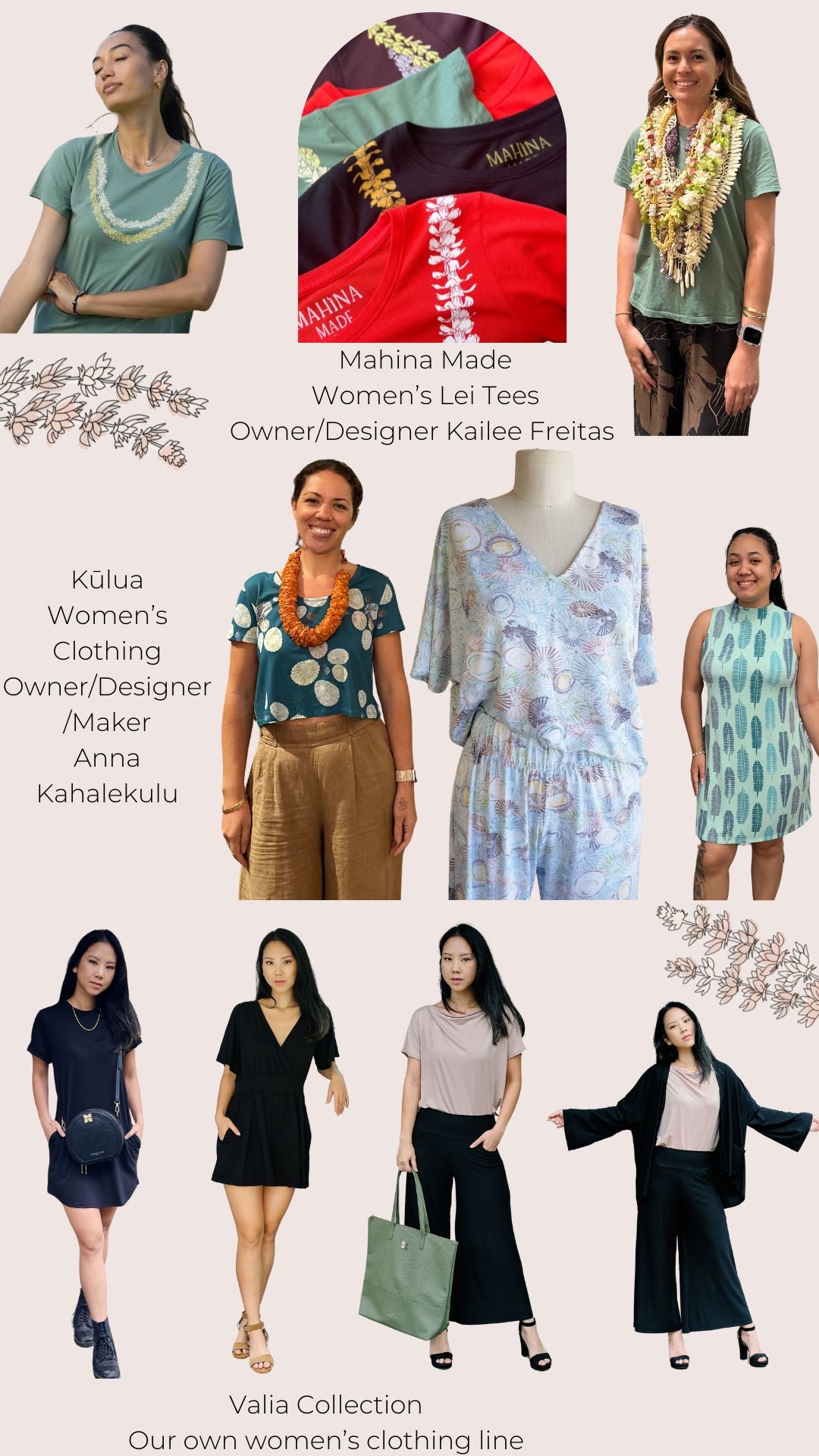 Hawaii Clothing Brands Mahina Made, Kulua and Valia Honolulu