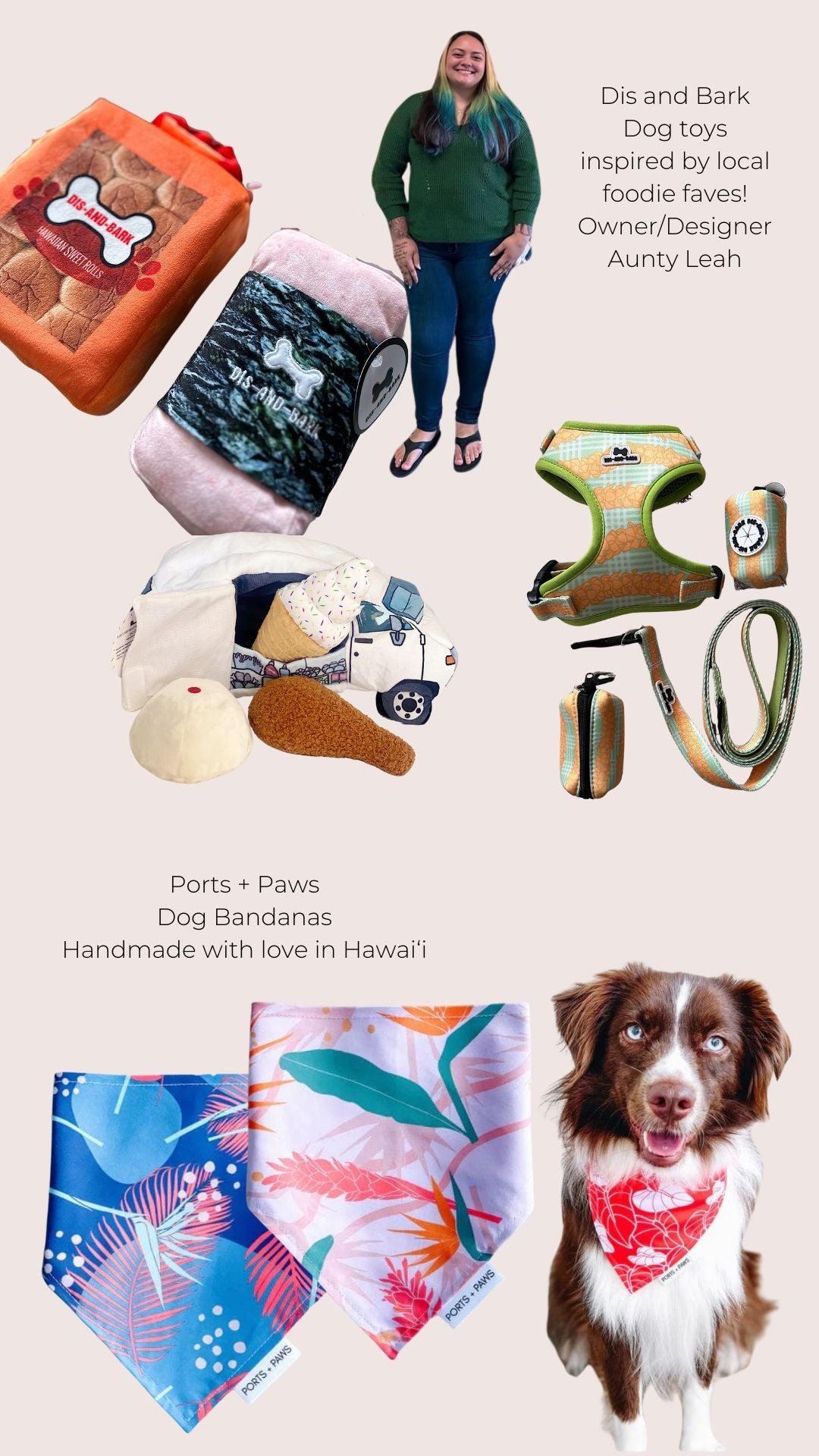 Hawaii pet brands including Dis and Bark and Ports and Paws