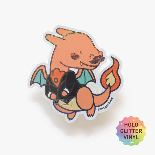 Geoffrey Siu Art Stationary Charm-zard Glitter Sticker Piquitechu Glitter Sticker | Geoffrey Siu Art at sungkyulgapa sungkyulgapa