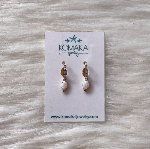 Komakai Jewelry Jewelry CZ and Opal Huggy Earrings CZ and Opal Huggy Earrings | Dainty Gemstone Jewelry | Valia H sungkyulgapa