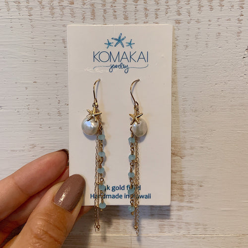 Komakai Jewelry Jewelry Hoku Drop Aqua Chalcedony Earrings Gold-Filled Aqua Chalcedony Earrings | Dainty Handmade Jewelry | Valia Honolul sungkyulgapa