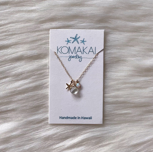 Komakai Jewelry Jewelry Starfish Charm Necklace w/Opal Starfish Necklace | Dainty Gemstone Jewelry | sungkyulgapa sungkyulgapa