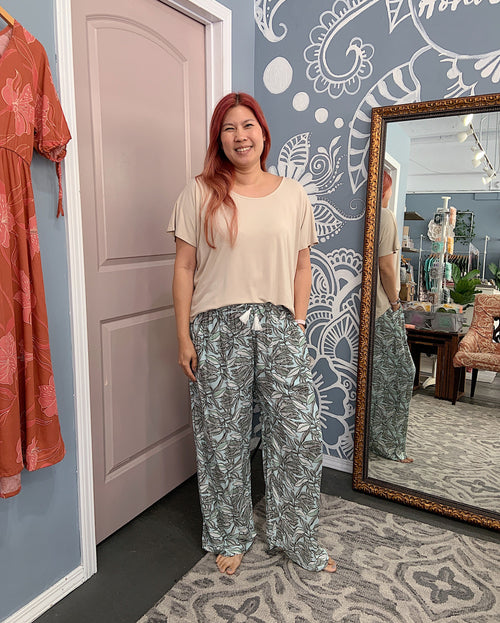 Lani Lau Hawaii Jumpsuit Plumeria Palazzo Pant sungkyulgapa