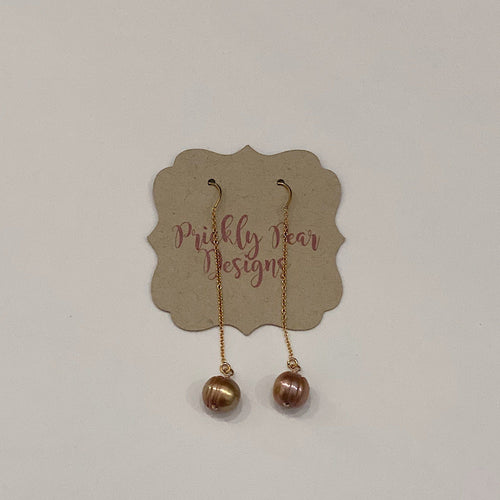 Prickly Pear Designs Jewelry 14k GF Gold Freshwater Pearl Threader Earrings Freshwater Pearl | Unique Handmade Gemstone Jewelry | Valia Honolu sungkyulgapa