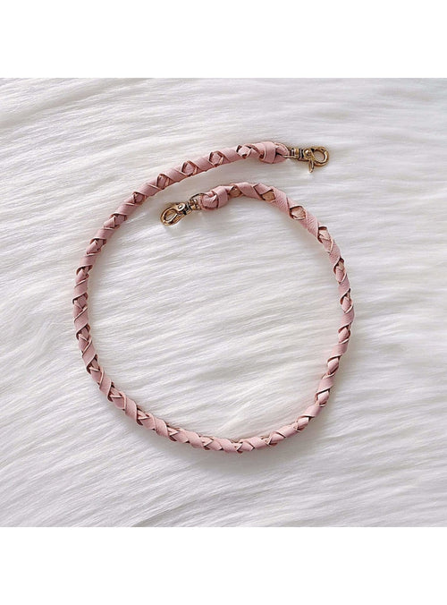 Haru Palette Jewelry Braided Leather Mask Leash in Blush Pink Mask Leash with Chain | Haru Palette at sungkyulgapa sungkyulgapa