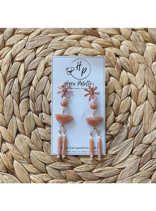 Haru Palette Jewelry Chloe Earrings in Pink Leather Earrings | Unique Round Design | Haru Palette at sungkyulgapa sungkyulgapa