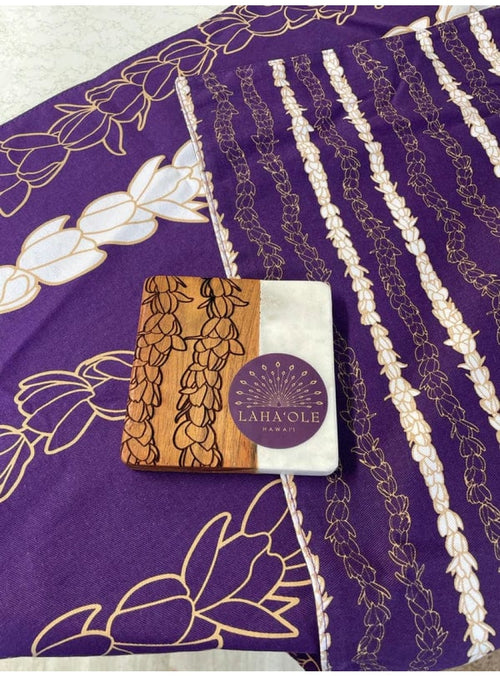 Laha’ole Home Pikake Lei Tea Towel in Purple sungkyulgapa