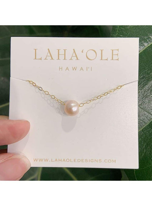 Laha’ole Jewelry 14k Freshwater Pearl Floater Necklace Freshwater Pearl Necklace | Handmade Hawaiian Jewelry | sungkyulgapa sungkyulgapa
