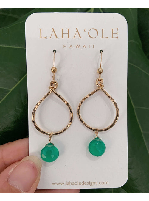 Laha’ole Jewelry Chrysoprase Hoops Peach Pearl Hoop Earrings | Handmade Hawaiian Jewelry | sungkyulgapa sungkyulgapa