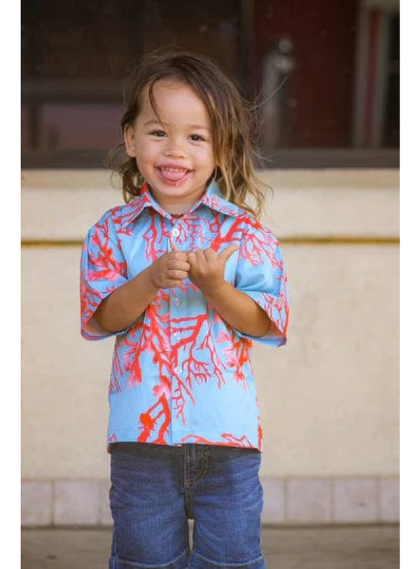 Kalea Boys Aloha Shirt in Dark Green, Keiki Aloha Shirt