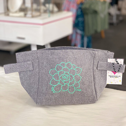 Twiggy Hawaii Handbag Aqua Succulent Mini Organizer in Recycled Canvas Aloha Inside Mini Organizer in Recycled Canvas | Twiggy Hawaii at sungkyulgapa sungkyulgapa