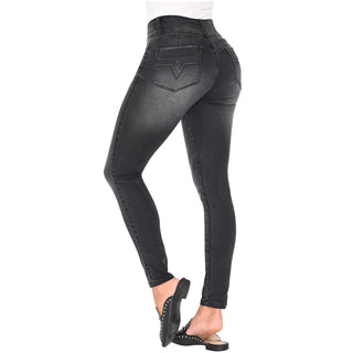Butt Lifter Women Jeans High Rise Waist Push Up Black Levanta Cola