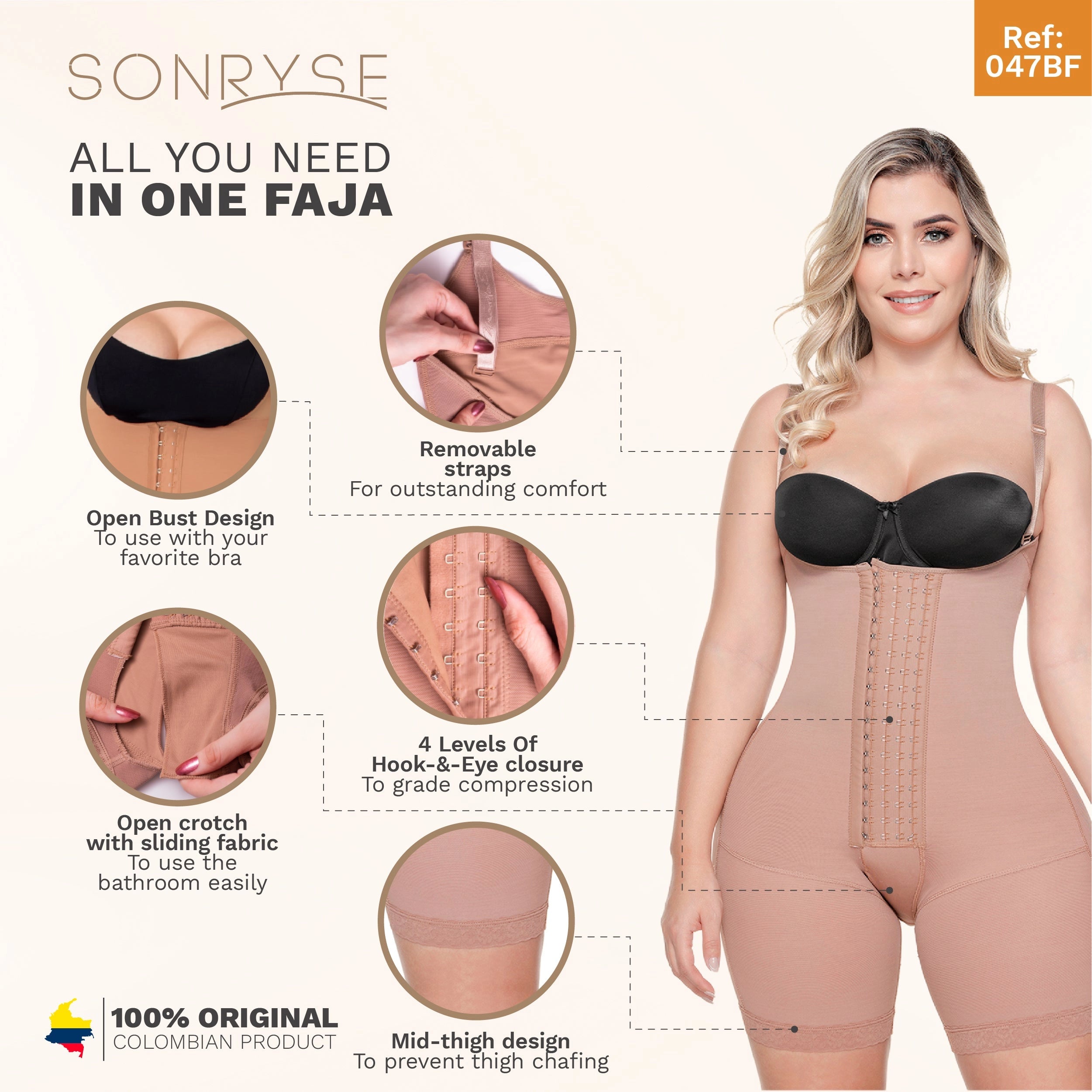 COLOMBIAN SHAPEWEAR OPEN BUST COMPRESSION GARMENT THONG DESIGN