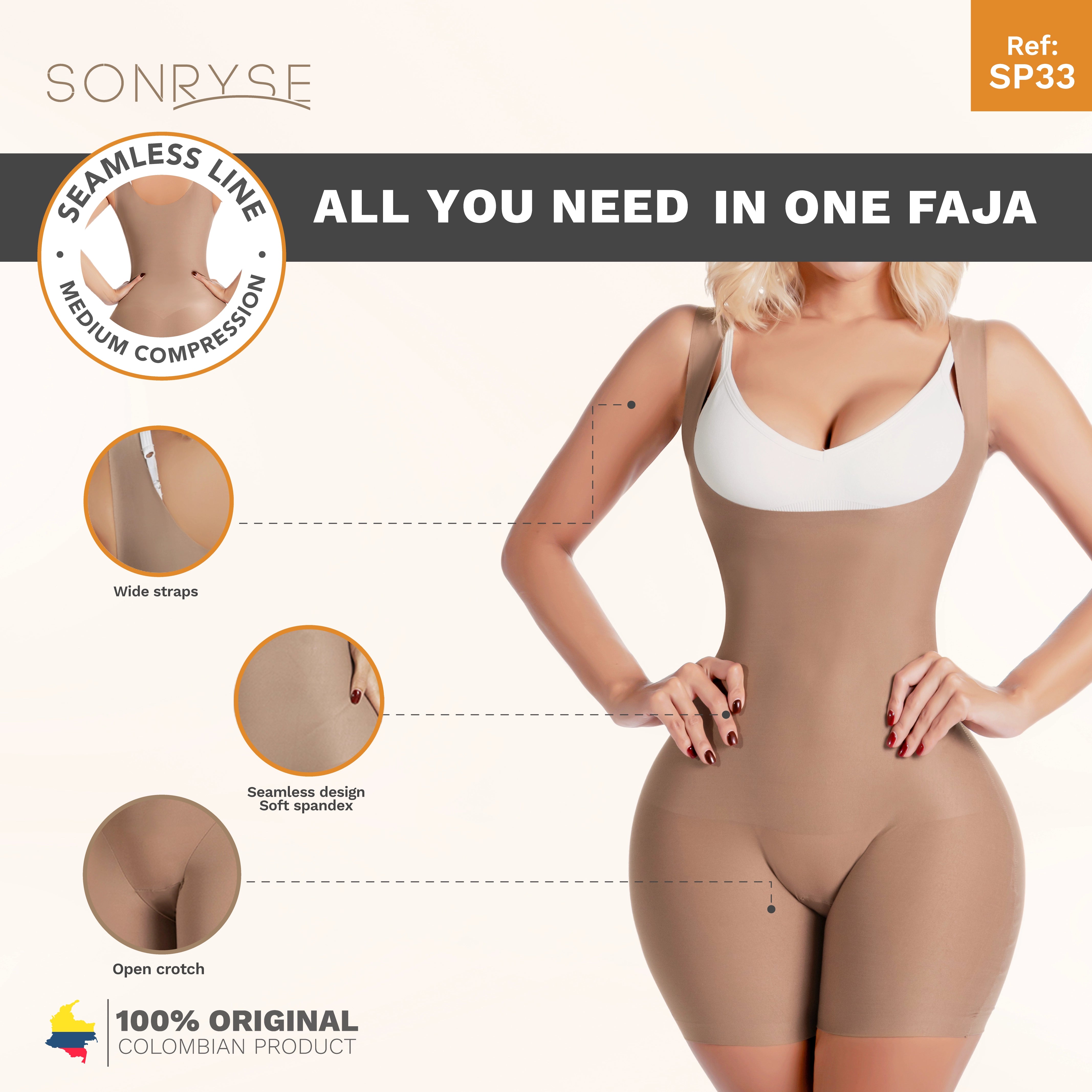 Sonryse SP33NC Short Faja Colombiana Shapewear for Women | Everyday Use &  Dress Nightout Girdle | Ult