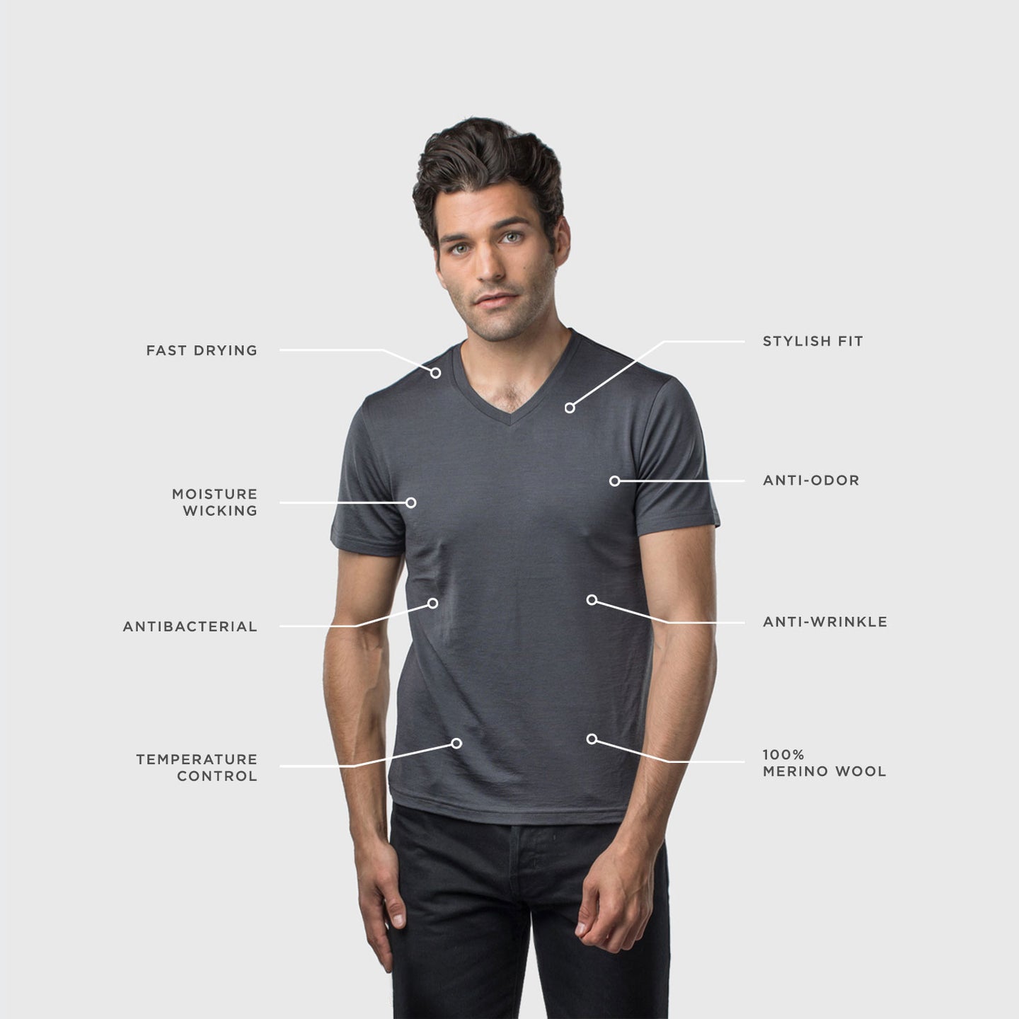 Merino Wool Men's V-Neck T-Shirt | Unbound Merino