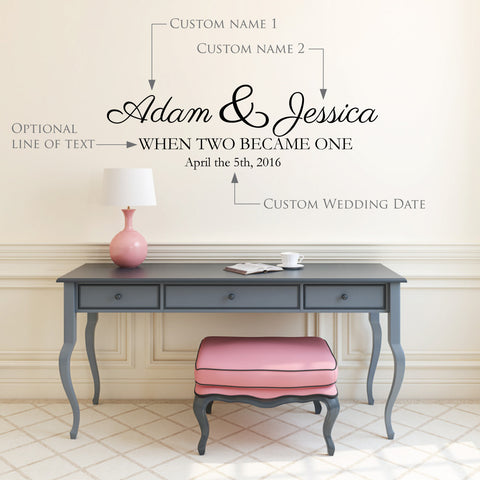 Custom Wedding Wall Decal Names and Dates