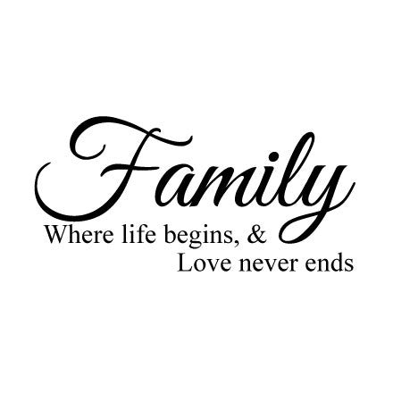 Family where love never ends - Wall Sticker Quote - Fixate