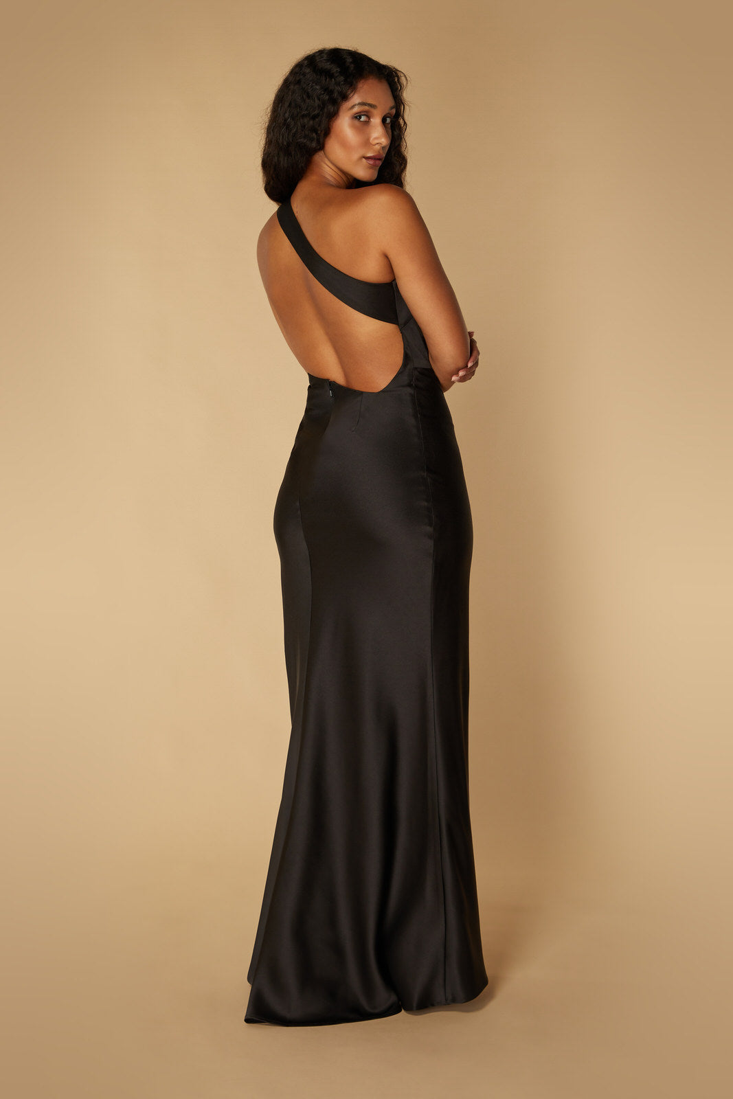 India One Shoulder Maxi Dress with Asymmetric Open Back, UK 18 / US 14 / EU 46 / Black