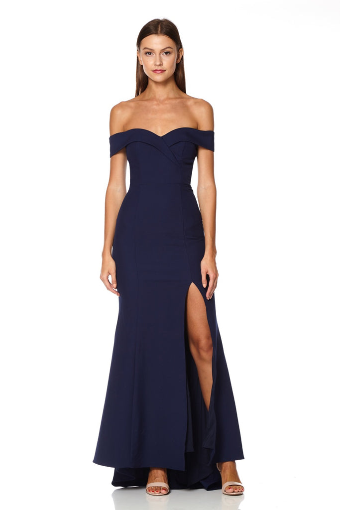 Bella Bardot Maxi Dress With Thigh 