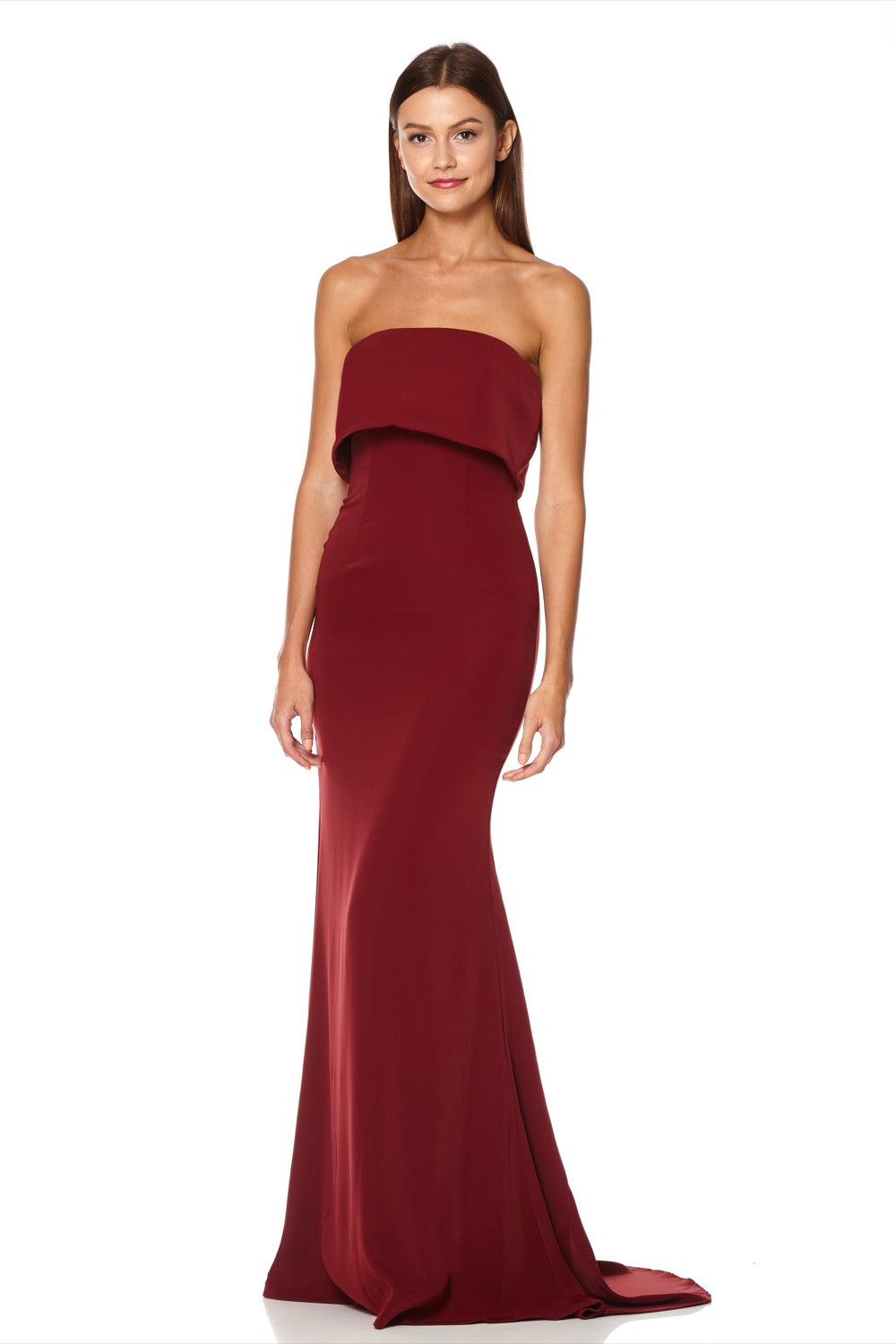 Blaze Strapless Maxi Dress With Overlay, UK 18 / US 14 / EU 46 / Burgundy