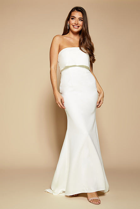 Blaze Strapless Maxi Dress With Overlay, UK 8 / US 4 / EU 36 / Ivory