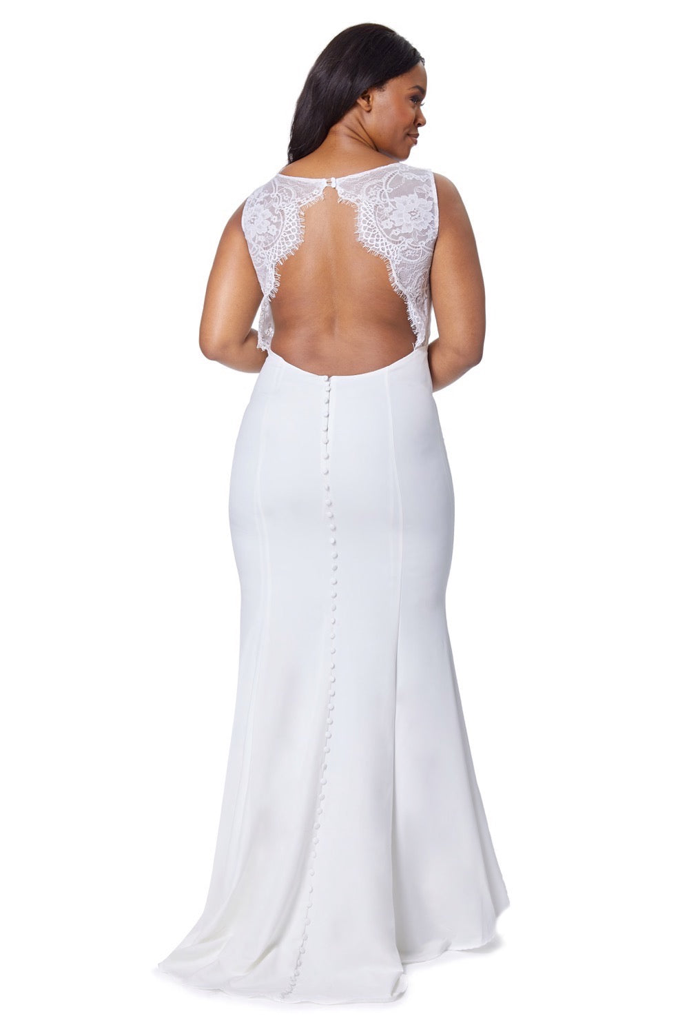 Cecelia Fishtail Maxi Dress with Lace Button Back Detail, UK 6 / US 2 / EU 34 / Ivory