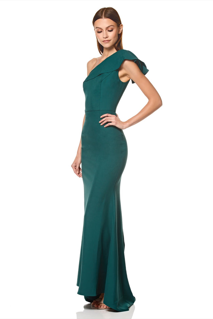 one shoulder maxi gown