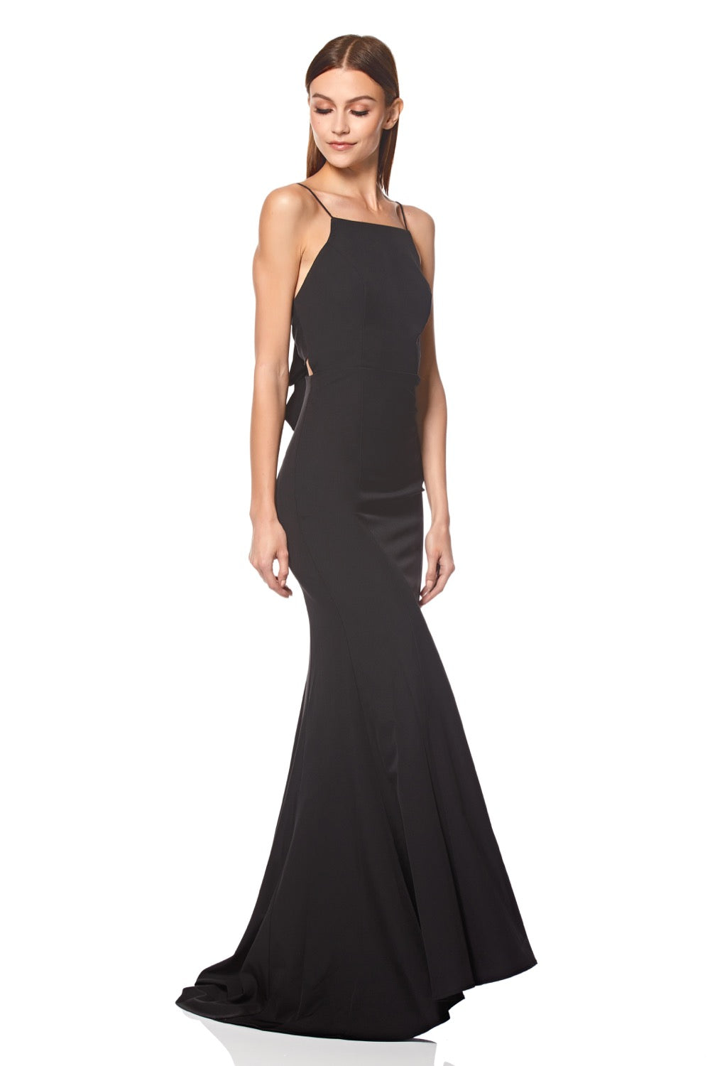 Jemima Square Neck Maxi Dress with Open Back, UK 12 / US 8 / EU 40 / Black