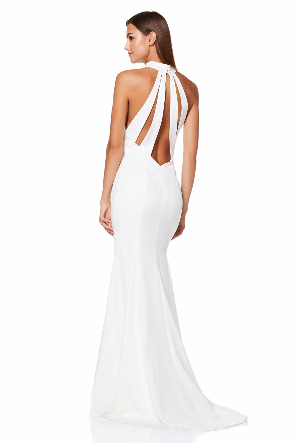 Cecily Halter Neck Maxi Dress with Back Strap Detail, UK 18 / US 14 / EU 46 / Ivory