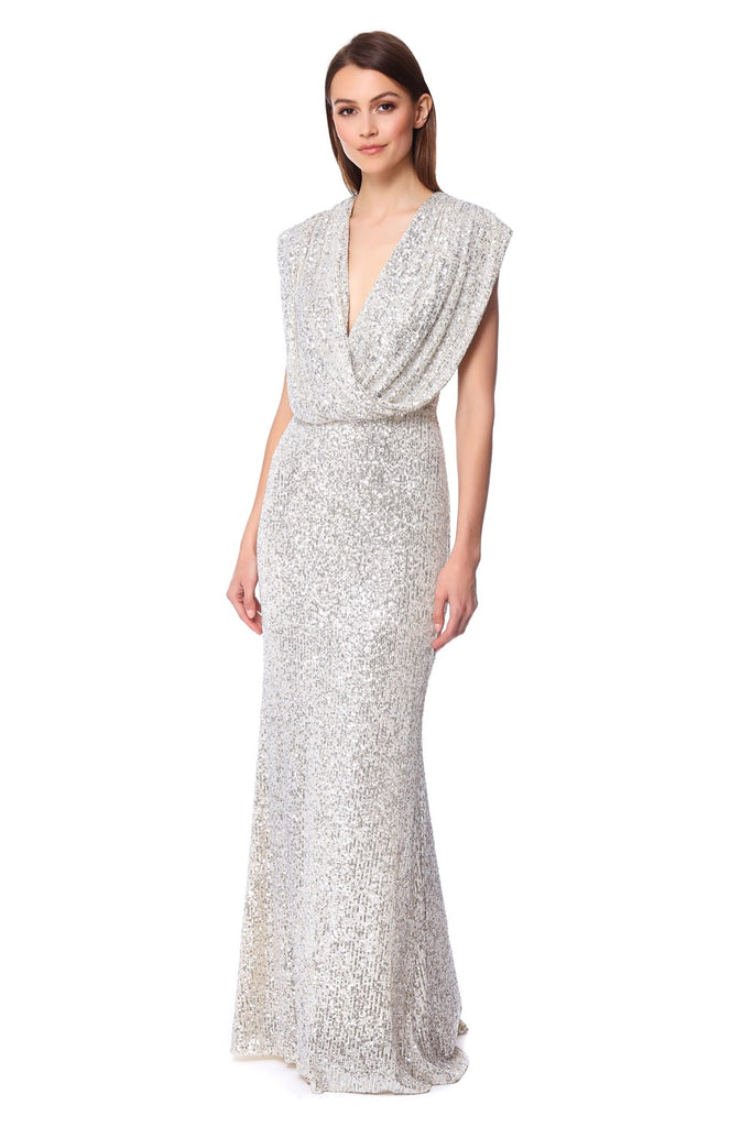 silver sequin maxi