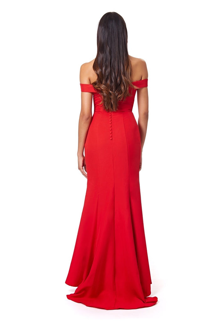 red bardot maxi dress