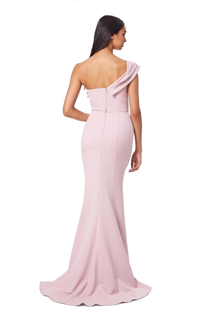 jarlo high neck fishtail maxi dress