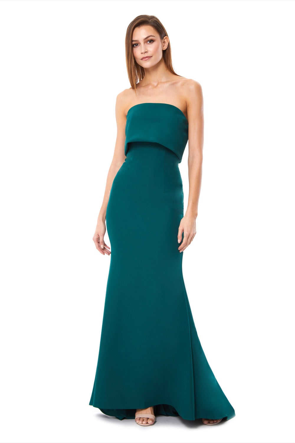 Blaze Strapless Maxi Dress With Overlay, UK 18 / US 14 / EU 46 / Dark Green