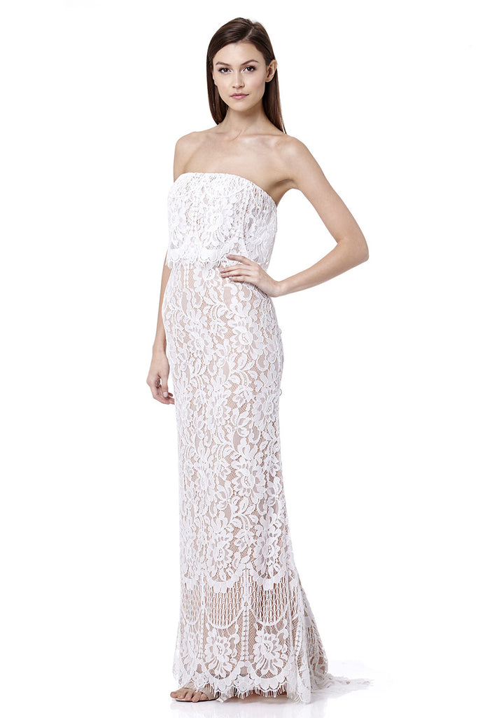 jarlo all over lace bandeau maxi dress