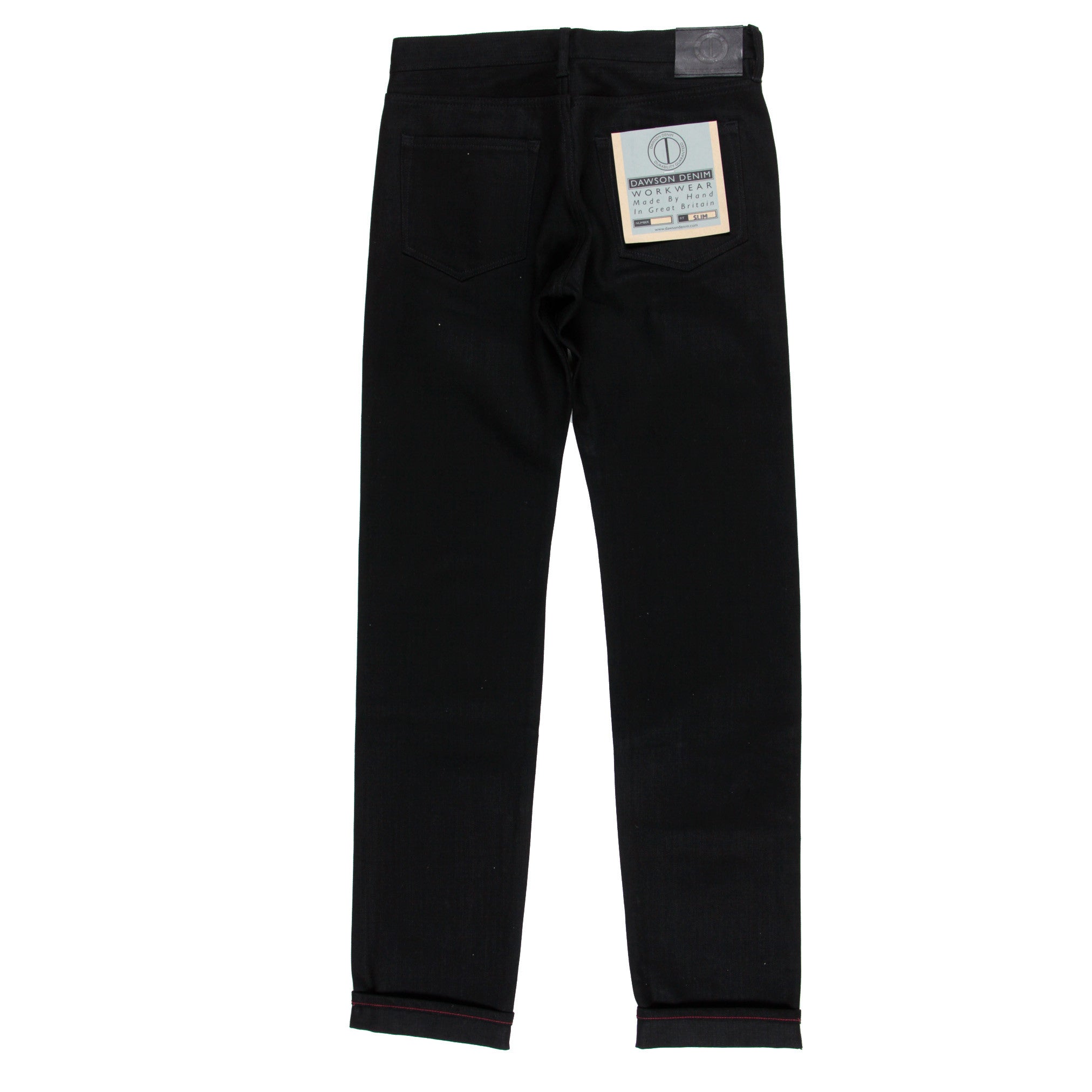 SLIM FIT JEANS : DD010 BLACK X BLACK RED LINE SELVEDGE - dawsondenim